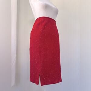 Vintage ‘90s Albert Nipon Red Wool Pencil Skirt